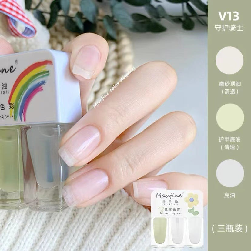 2024 new three-color nail polish no-bake quick-drying set long-lasting tearable water-based whitening nail polish spot wholesale 