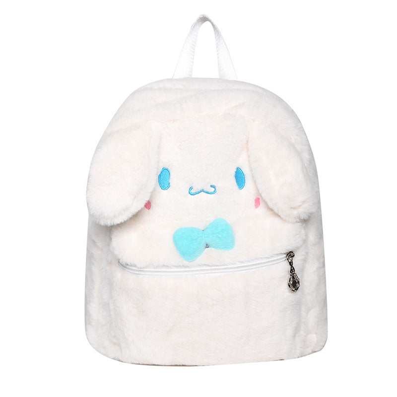 2023 New Japanese Cartoon Plush Bag Cute Girly Heart Rabbit Backpack Ugly Cute Big Ears Furry School Bag 