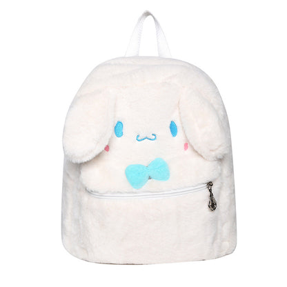 2023 New Japanese Cartoon Plush Bag Cute Girly Heart Rabbit Backpack Ugly Cute Big Ears Furry School Bag 