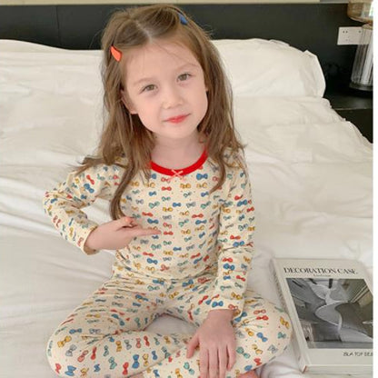 2022 Spring and Autumn New DeRong Girls Home Clothes Pajamas Comfortable and Western Style Set Two-piece Children's Pajamas Set 