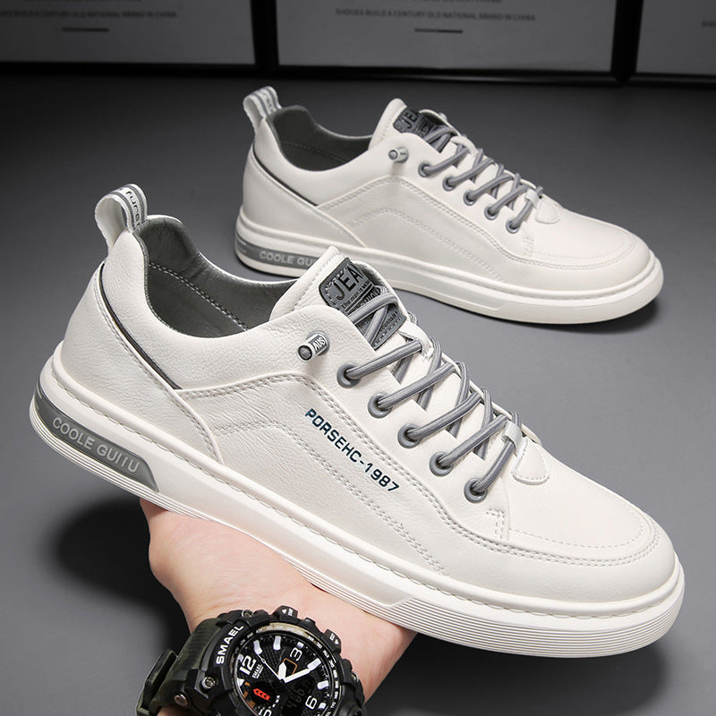 Men's shoes spring 2023 new men's casual leather shoes trendy all-match sports small white board shoes Korean version of men's trendy shoes