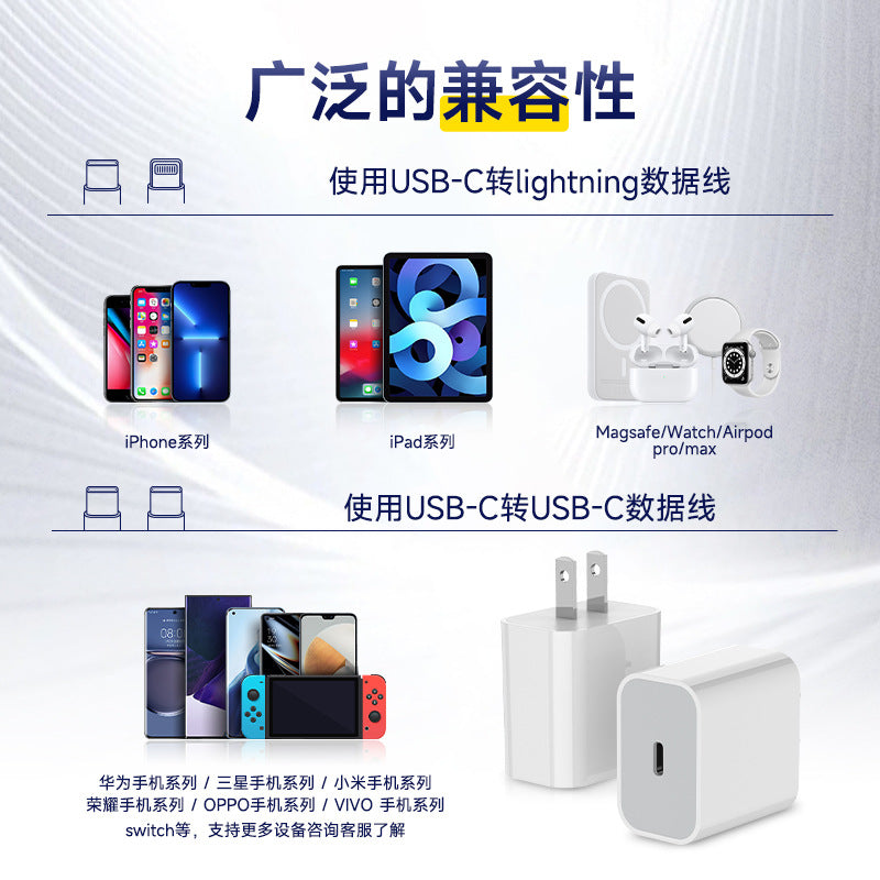 High-quality certified version single C port pd20w is suitable for Apple fast charging charger pd fast charging head 