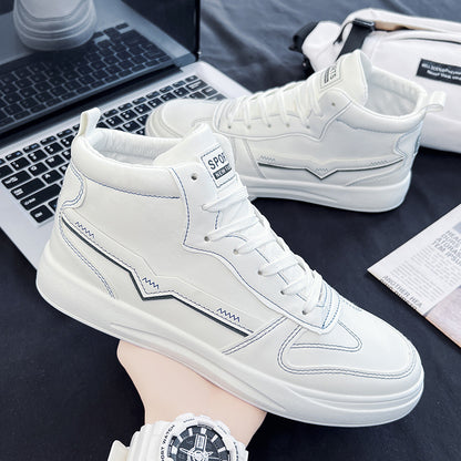 2022 spring new hot style high-top small white board shoes trendy all-match sports casual men's shoes trendy white shoes 599 