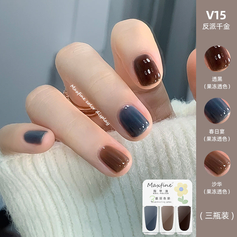 2024 new three-color nail polish no-bake quick-drying set long-lasting tearable water-based whitening nail polish spot wholesale 