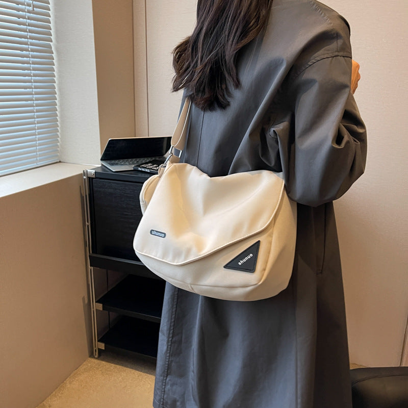 Large-capacity fashion bag for women, Korean version of campus student tutoring bag, new canvas bag, simple casual solid color women's bag 