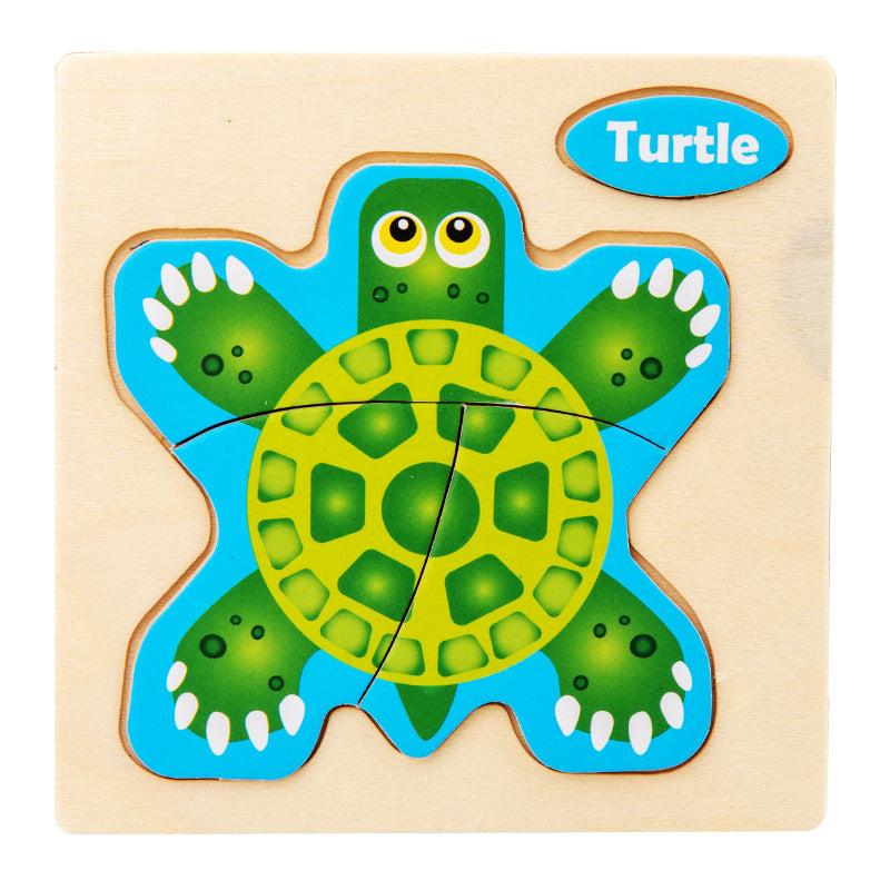 Cartoon baby toys children's early education puzzle three-dimensional animal transportation shape matching wooden jigsaw puzzle 