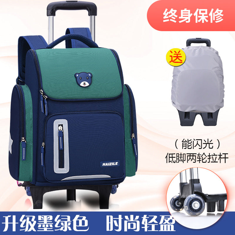 Primary school students trolley space school bag 1-3-6 years boys and girls unicorn detachable six-wheeled climbing bag with wheels 