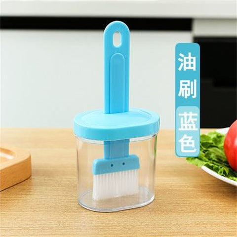 Oil brush kitchen pancake household high temperature resistant silicone edible brush sauce barbecue oil brush push type with bottle all-in-one 