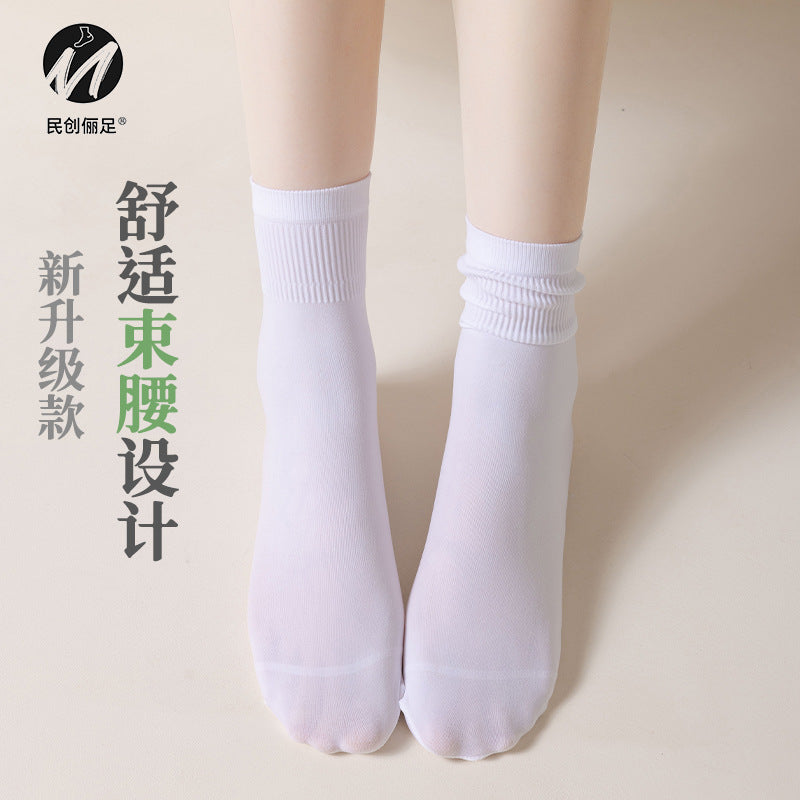 Ice ice socks velvet socks women's mid-tube summer thin loafers white summer long pile socks wholesale socks 