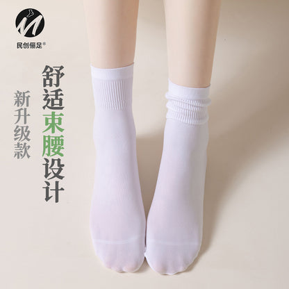 Ice ice socks velvet socks women's mid-tube summer thin loafers white summer long pile socks wholesale socks 