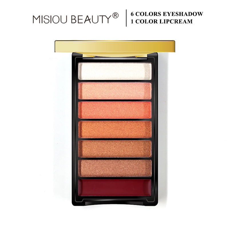 Misiou beauty eyeshadow lipstick cream makeup palette multi-color matte pearlescent all-match seven colors 