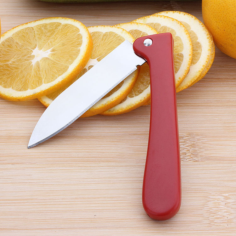 Wholesale dollar store department store folding fruit knife Yangjiang stainless steel folding knife red promotional gift knife 