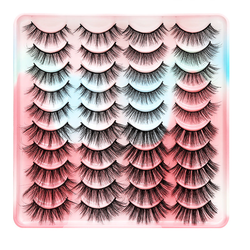 dingsen false eyelashes factory cross-border stable supply of 20 pairs of eyelashes with natural thick one-piece eyelashes 