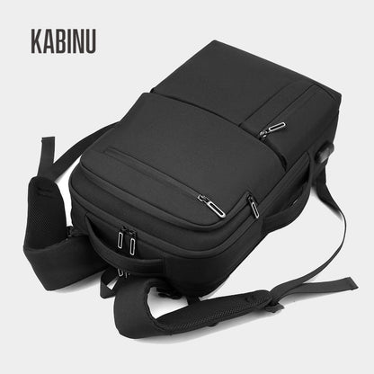 Kabinu business backpack backpack computer bag Oxford cloth solid color commuter outdoor travel bag USB charging