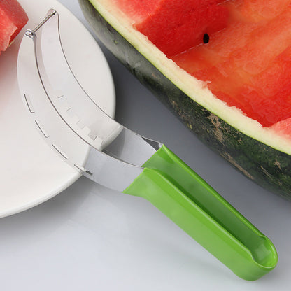 Fashionable colorful watermelon cutting non-slip plastic dipped handle watermelon slicer stainless steel fruit knife watermelon cutting tool