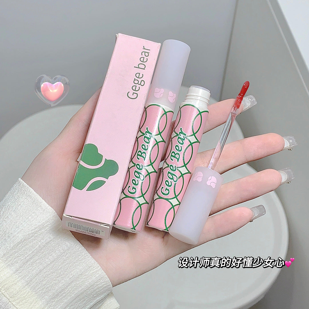 Gege bear clear water mist lip glaze color long-lasting soft matte lipstick water gloss moisturizing non-stick cup lip gloss 