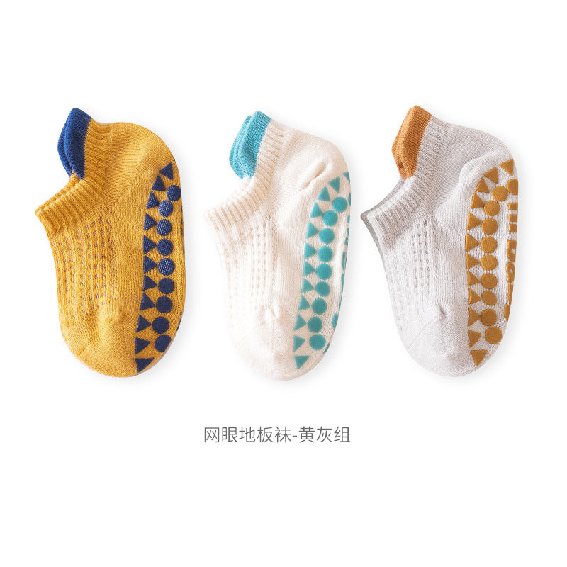 Spring and summer thin baby socks mesh baby socks A type boneless loose mouth non-slip floor socks short tube boat socks 