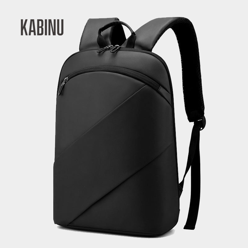 Kabinu backpack 2021 new men's computer backpack leather film solid color single layer lightweight logo business 