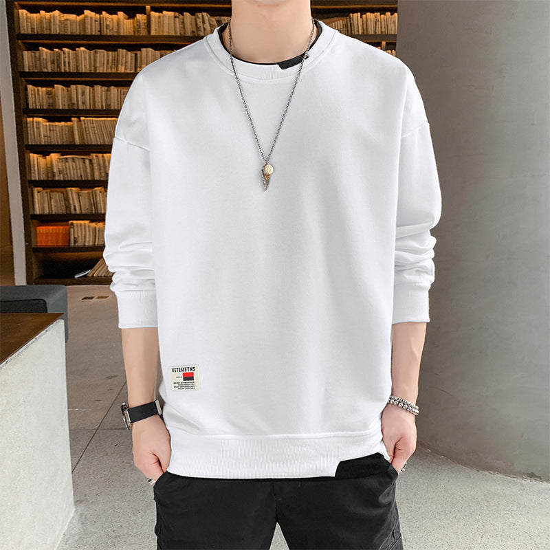 2022 spring and autumn new men's fake two-piece long-sleeved T-shirt fashion trend men's loose couple sweater bottoming shirt 