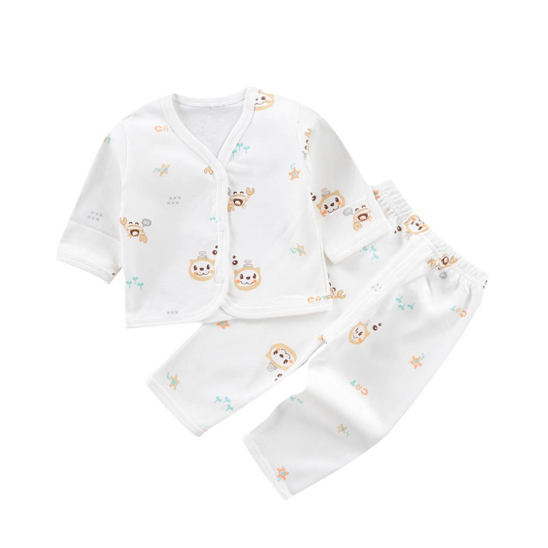 2023 Newborn Underwear Set Spring and Autumn Pajamas Baby Clothes Pure Cotton Newborn Baby Monk Clothes Home Clothes 