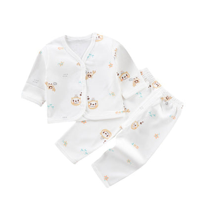 2023 Newborn Underwear Set Spring and Autumn Pajamas Baby Clothes Pure Cotton Newborn Baby Monk Clothes Home Clothes 