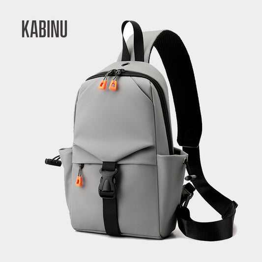 Kabinu men's chest bag leather film is waterproof and wear-resistant solid color business casual mobile phone bag bag student crossbody bag 