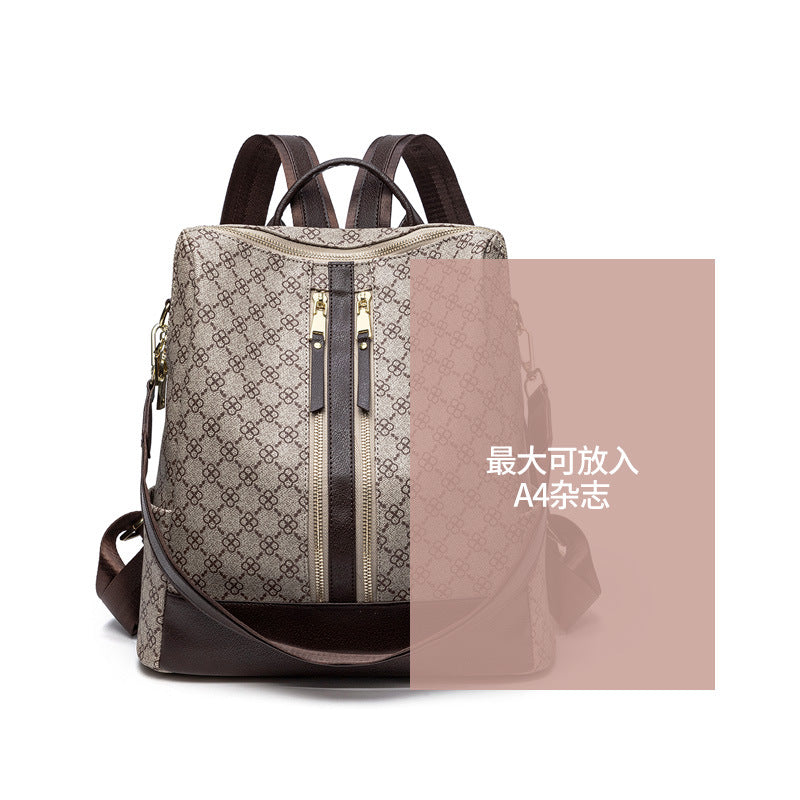 2023 spring and summer new fashion European and American retro printed backpack women's large capacity multi-purpose commuter backpack shoulder bag 