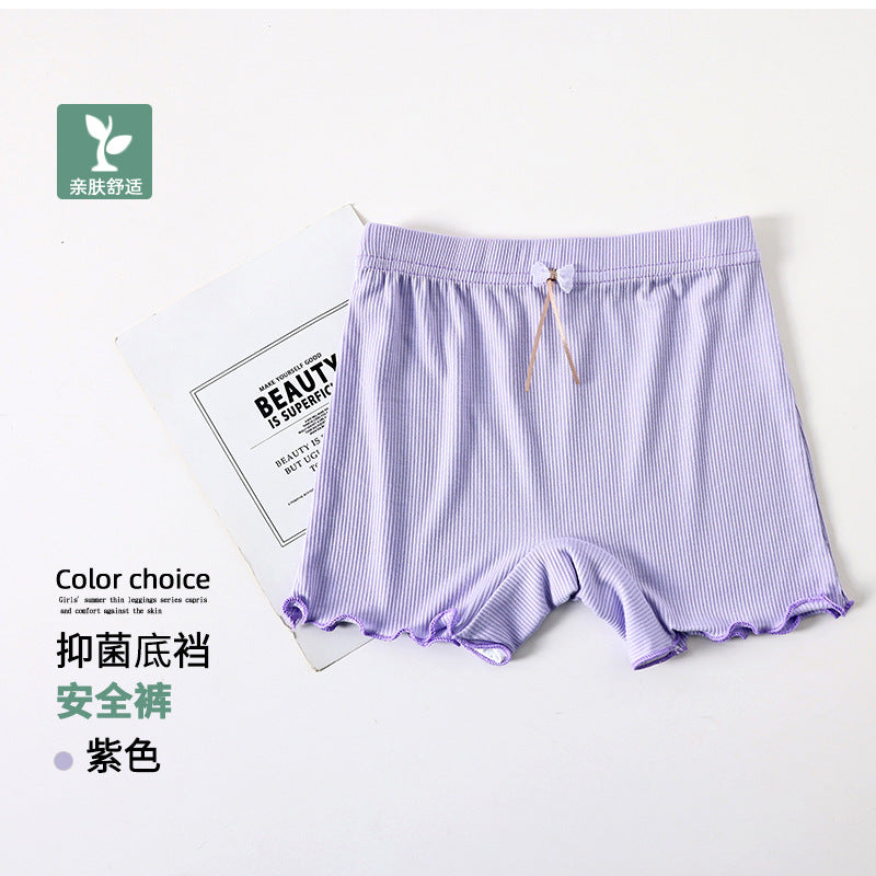 Girls' safety pants summer anti-light antibacterial pants ice silk modal children's inner shorts baby three-point pants 