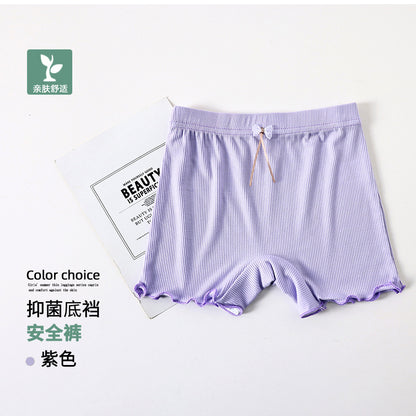 Girls' safety pants summer anti-light antibacterial pants ice silk modal children's inner shorts baby three-point pants 