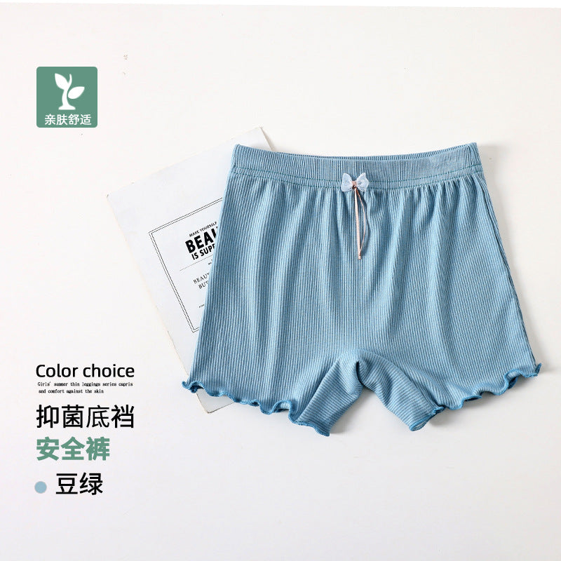 Girls' safety pants summer anti-light antibacterial pants ice silk modal children's inner shorts baby three-point pants 