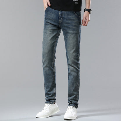 2023 summer new jeans men's Korean version slim elastic pencil pants youth trend men's pants wholesale 