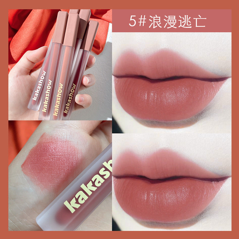 Kakashow pink satin lip glaze velvet matte lip glaze whitening lipstick non-fading lip gloss air lip glaze wholesale