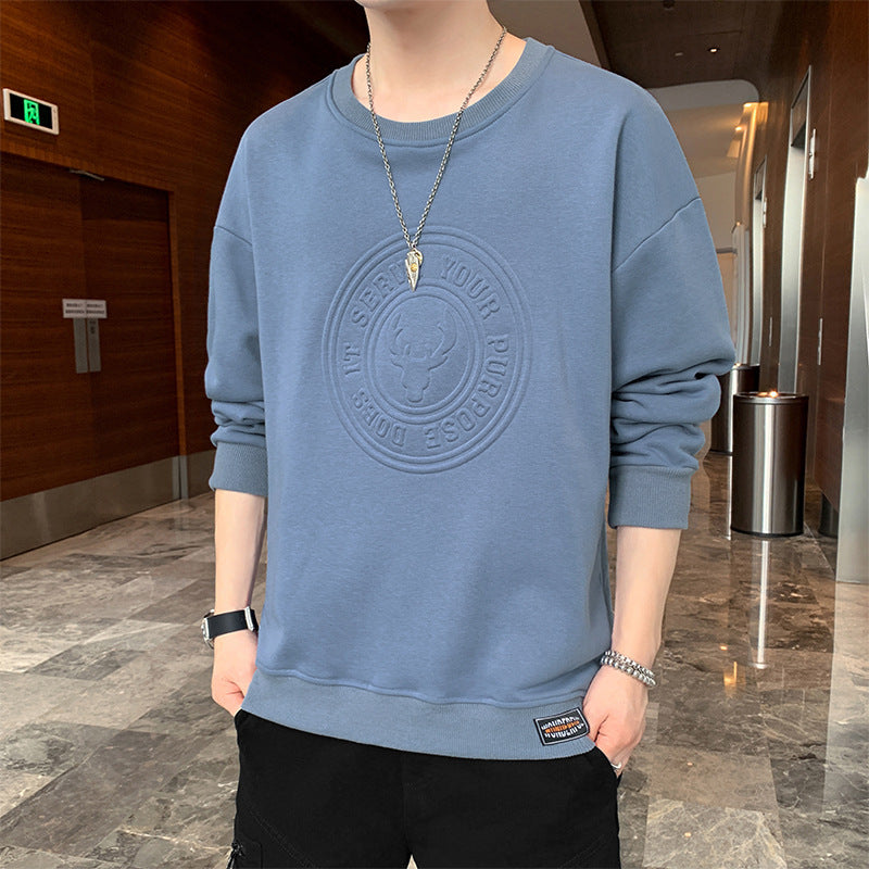 2022 spring and autumn new men's fake two-piece long-sleeved T-shirt fashion trend men's loose couple sweater bottoming shirt 