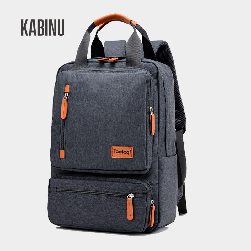 Kabinu casual backpack, middle school and high school student bag, contrast color mommy bag, Oxford cloth business computer bag 