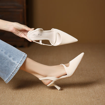 699-63 Hollow pointed toe high-heeled sandals women's summer new stiletto hollow sandals one-word fashion women's shoes 