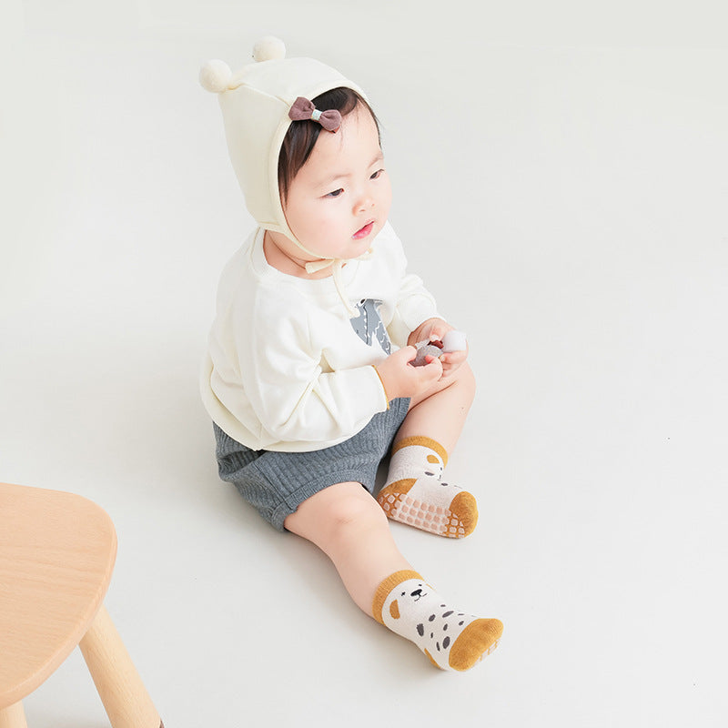 Spring and autumn floor socks baby glue non-slip children's floor socks baby toddler socks type A medium tube cotton socks 