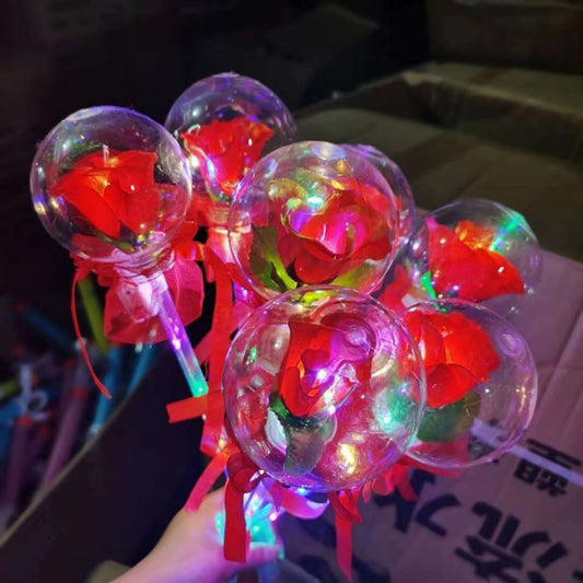 Glitter Rose Flower Ball Douyin Fairy Stick ကလေးများ၏တောက်ပသောအရုပ် Valentine's Day Stall Star Ball