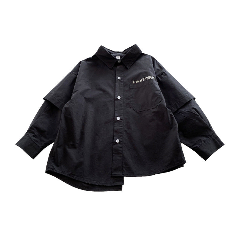 Children's autumn shirts boys' shirts spring and autumn styles 2024 autumn new styles for middle and large children handsome and stylish thin jackets 