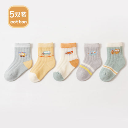 Children's socks summer baby summer mesh socks summer baby socks cartoon middle tube thin socks cotton socks boys 