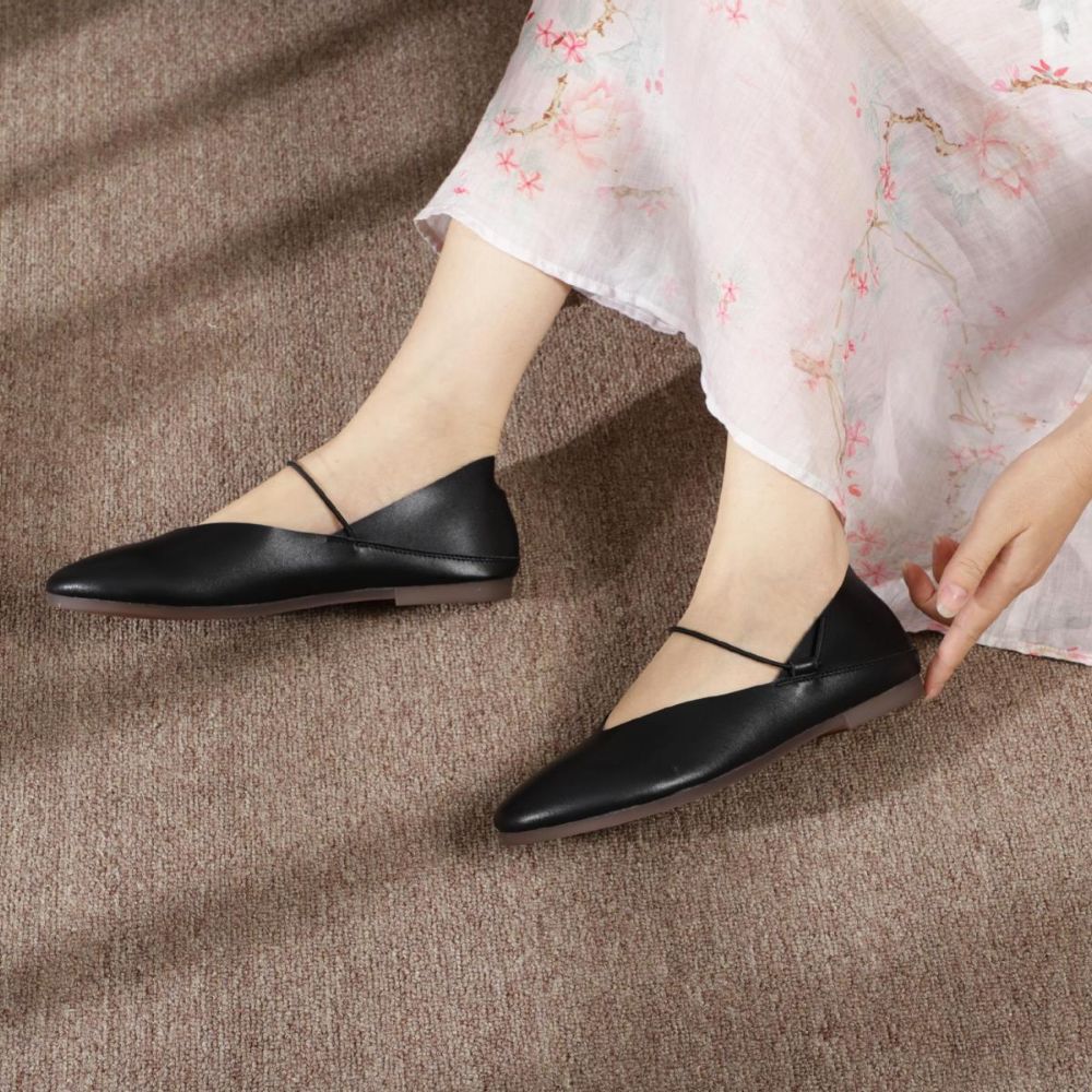 Women's shoes literary sandals women's simple fairy shoes genuine leather women's shoes handmade sandals manufacturers spot wholesale single shoes women 