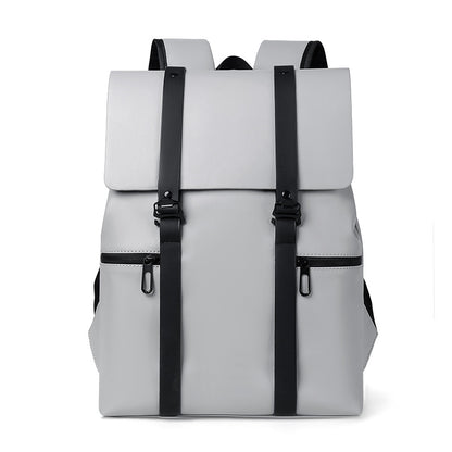 Commuter backpack men's pu leather water-repellent large-capacity decompression student schoolbag business light notebook backpack 