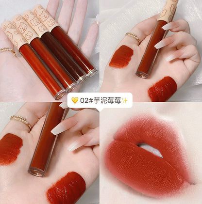 Duobao Bear Velvet Lip Glaze Set Velvet Matte 4 Color Lip Glaze Daily Whitening Gift Non-fading Lipstick 