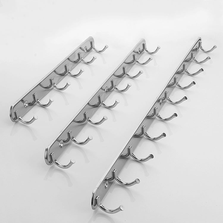 6 Hooks 10 Yuan Store Department Store Non-Magnetic Stainless Steel Bathroom Clothes Hooks Solid Wall Hanging Door Behind Coat Row Hooks Floor Stall Products 