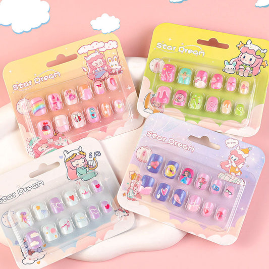 ကလေး ကာတွန်း လက်သည်း စတစ်ကာများ Baby Toy Nail Chips Finger Wear Nails New Cute Princess Self-Adhesive Nail Art Stickers 