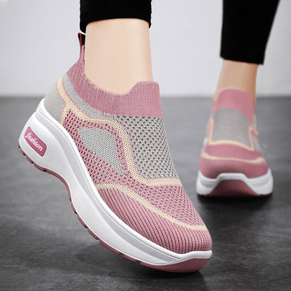 Mother's shoes 2023 summer thick-soled casual wind women's shoes manufacturers wholesale generation increase shoes mesh breathable shoes women 