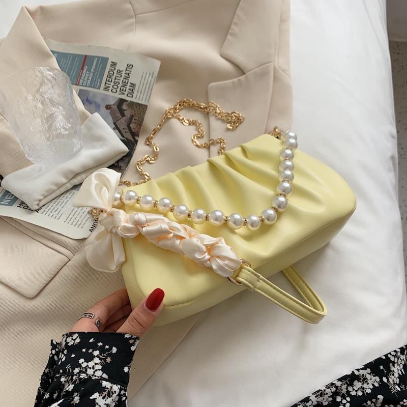 Pearl fold cloud armpit bag niche bag female 2022 new summer all-match one-shoulder Messenger bag 