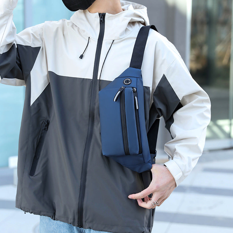 New Men's Casual Shoulder Messenger Bag Outdoor Sports Running Waist Bag Mobile Phone Bag Large Capacity Messenger Chest Bag 