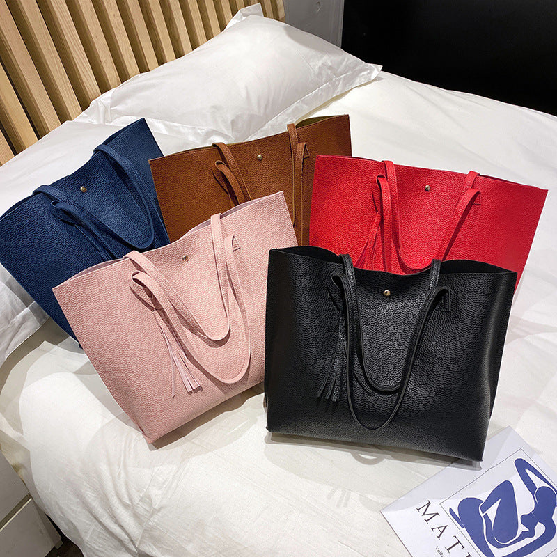 2023 Spring and Summer New Large Capacity Simple Tote Bag Large Bag Women's Fresh Fashion Shoulder Bag Shopping Bag Commuter Bag 