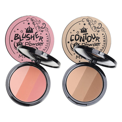 Makeup Maxfine three-color three-dimensional contour blush highlight nose shadow shadow brighten natural beginner all-in-one plate 