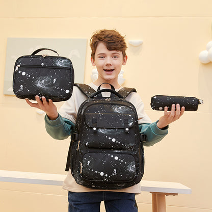 2023 New Fashion Starry Sky Primary School Bag Trendy Boy Bag Three-piece Set Backpack One Piece Dropshipping 